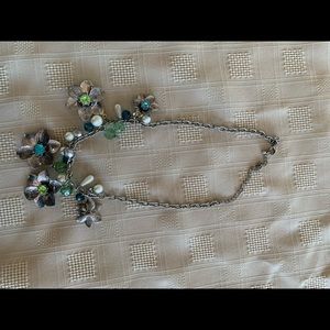 Silver necklace with multi color stones